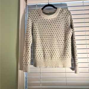 Hem & Thread Ivory Crewneck Sweater with Dark Dot Detail
